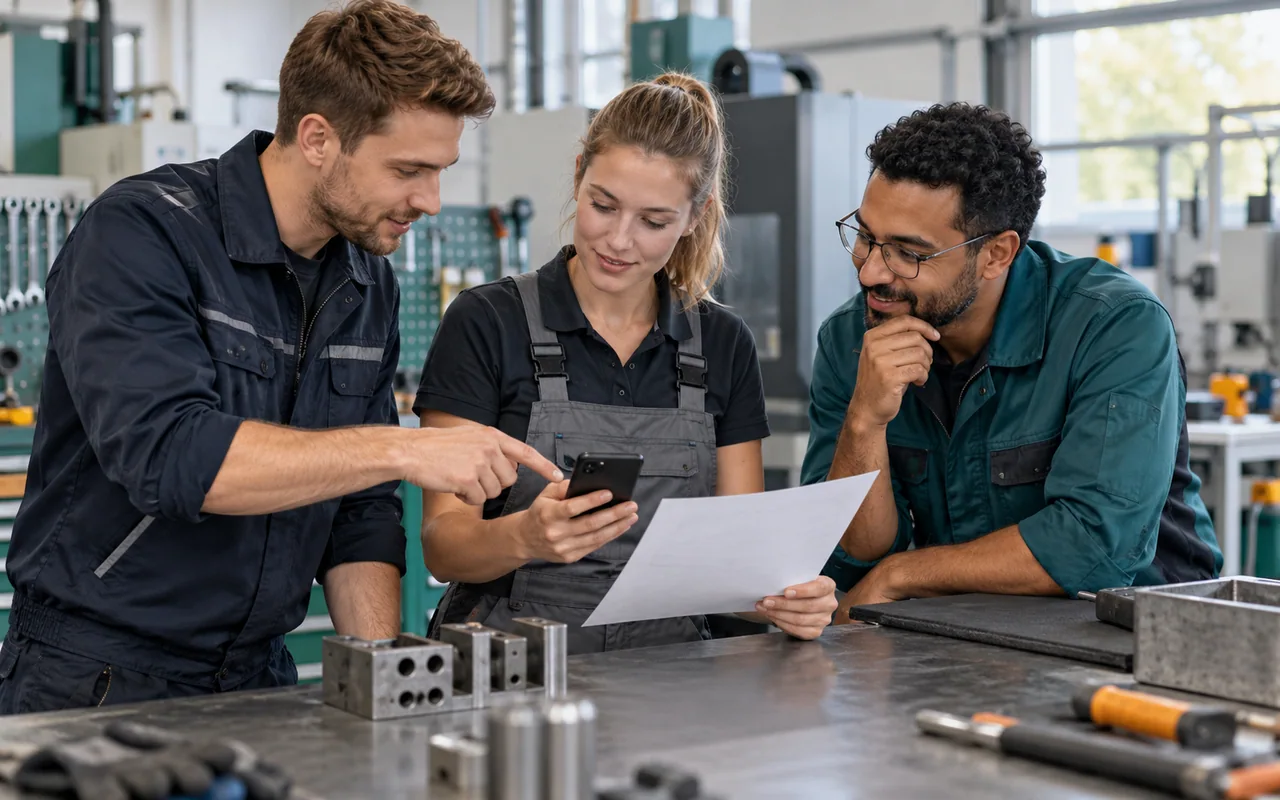 Zusammenarbeit eines Teams bei der betrieblichen Dokumentation